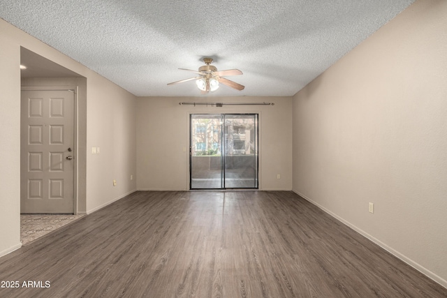 2146 W Isabella Ave Unit 131, Mesa, AZ 85202 - unfurnished room with baseboards, a ceiling fan, wood finished floors, and a textured ceiling