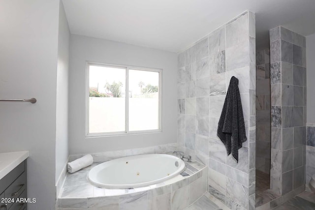 7331 E Valley Vista Dr, Scottsdale, AZ 85250 - full bathroom featuring a jetted tub, vanity, and a walk in shower