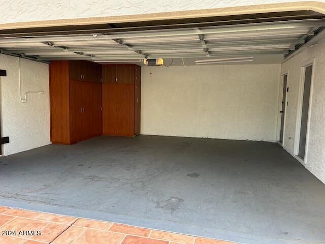 garage with a garage door opener