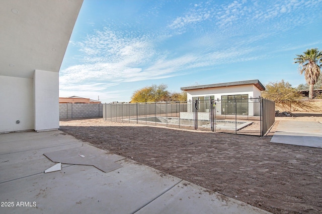 view of yard with a patio and a fenced backyard