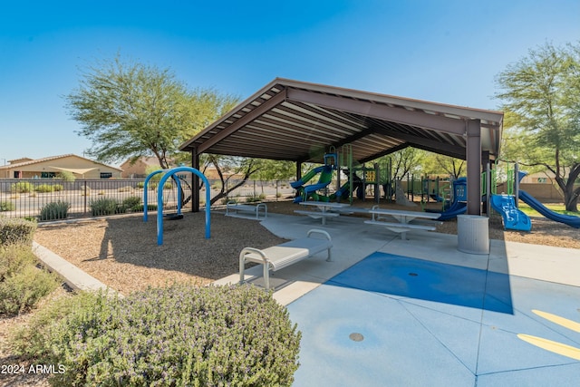 view of community with a playground