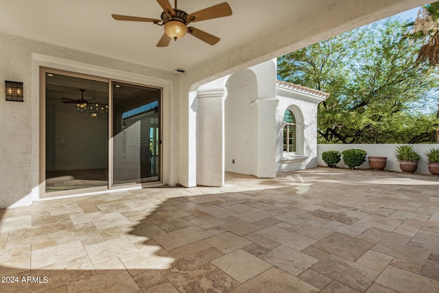 view of patio / terrace featuring ceiling fan