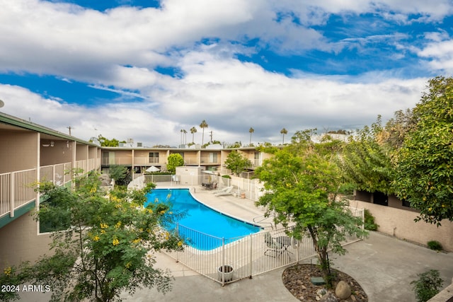 view of pool featuring a patio area