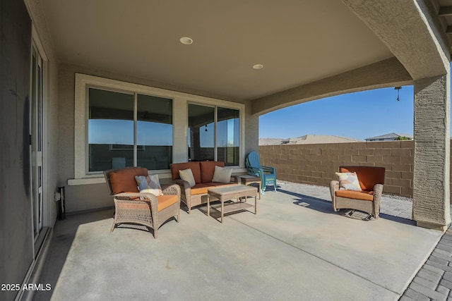 view of patio featuring outdoor lounge area