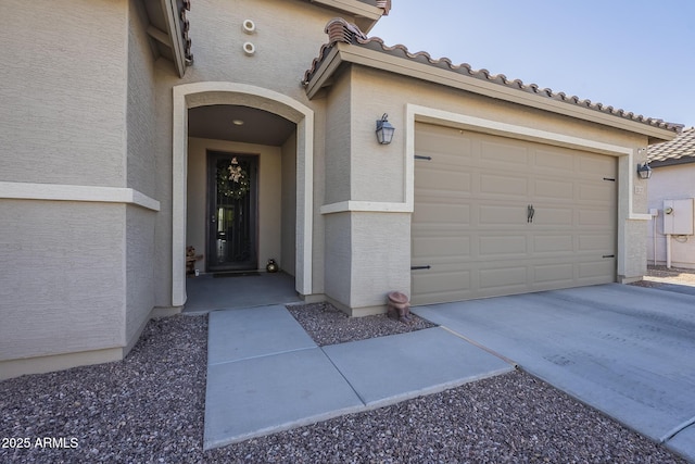 entrance to property with a garage