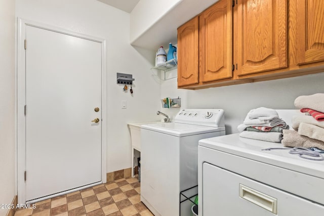 laundry room with cabinets and washer and dryer