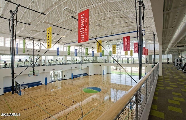 view of sport court with plenty of natural light