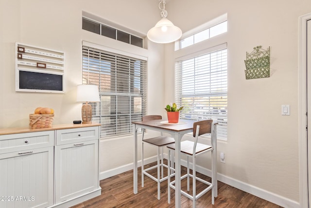 dining room with dark hardwood / wood-style flooring