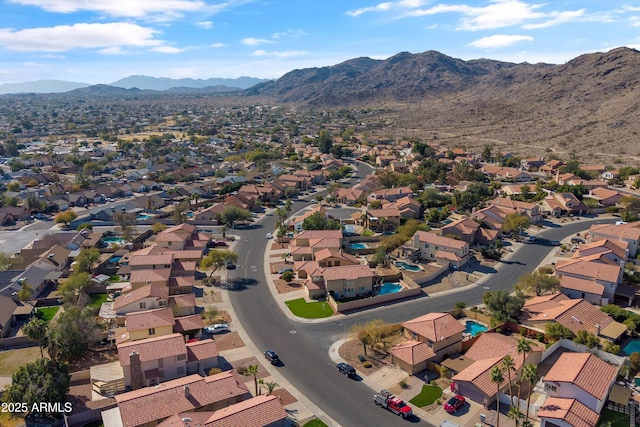 drone / aerial view with a mountain view