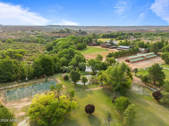 aerial view with a mountain view and a rural view