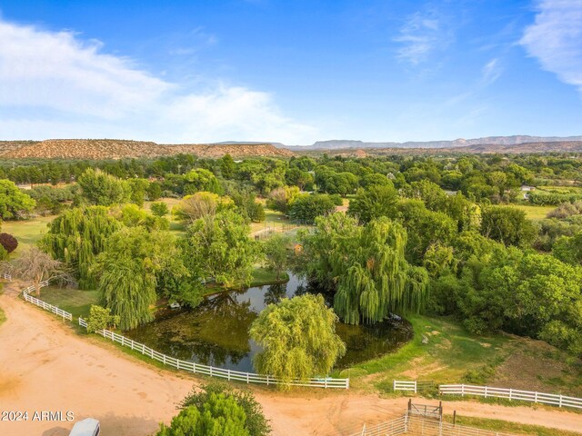 drone / aerial view with a rural view and a mountain view