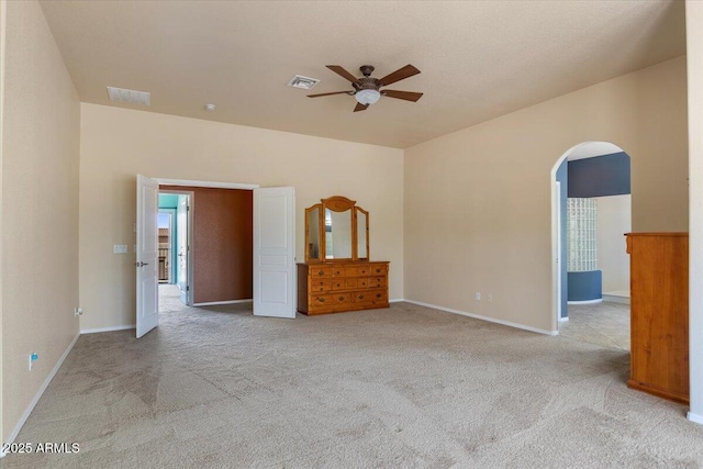 5212 S Monte Vista St, Chandler, AZ 85249 - carpeted spare room featuring a ceiling fan, arched walkways, and baseboards