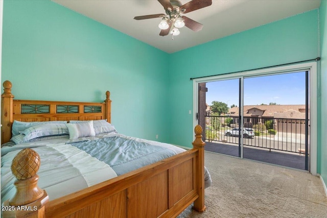 5212 S Monte Vista St, Chandler, AZ 85249 - bedroom featuring carpet flooring, access to exterior, and a ceiling fan
