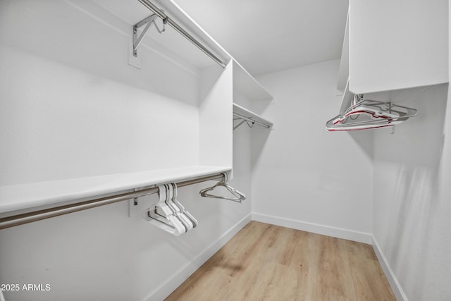 walk in closet featuring light wood-style floors
