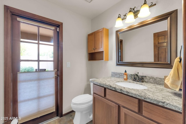 half bathroom featuring toilet and vanity