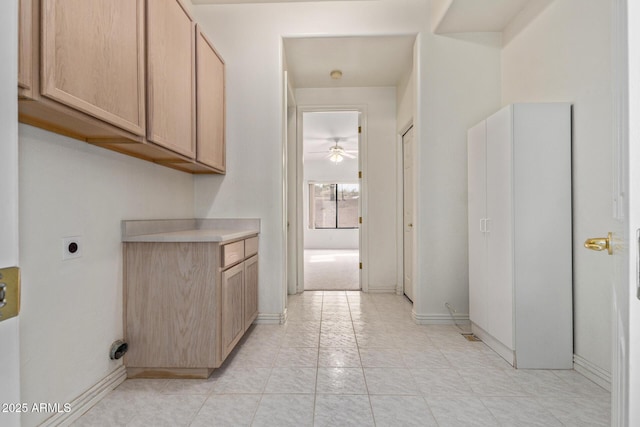 18 E Paint Your Wagon Trl, Phoenix, AZ 85085 - clothes washing area featuring electric dryer hookup, cabinet space, a ceiling fan, and baseboards