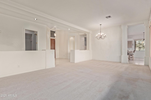 18 E Paint Your Wagon Trl, Phoenix, AZ 85085 - unfurnished room with light carpet, a chandelier, recessed lighting, and baseboards
