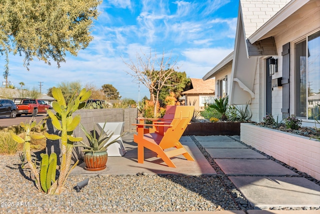 view of yard with a patio area and fence