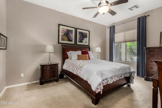6202 E Mckellips Rd Unit 183, Mesa, AZ 85215 - bedroom featuring light colored carpet, baseboards, and a ceiling fan