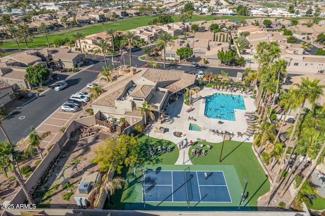 6202 E Mckellips Rd Unit 183, Mesa, AZ 85215 - aerial view of property and surrounding area with a pool area and nearby suburban area