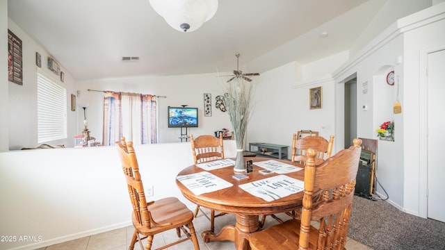 23941 N High Dunes Dr, Florence, AZ 85132 - dining area with vaulted ceiling and visible vents