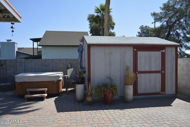12601 N 34th St, Phoenix, AZ 85032 - view of shed with fence and a hot tub