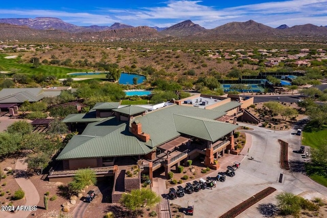 aerial view with a mountain view