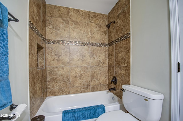 full bathroom with toilet and shower / washtub combination