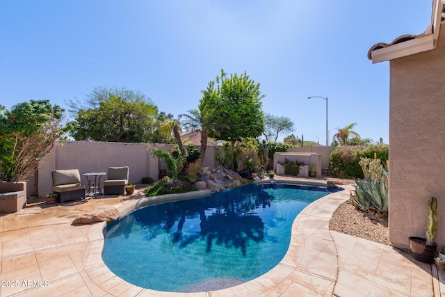 9225 W Clara Ln, Peoria, AZ 85382 - view of swimming pool with a fenced in pool, a patio area, and a fenced backyard