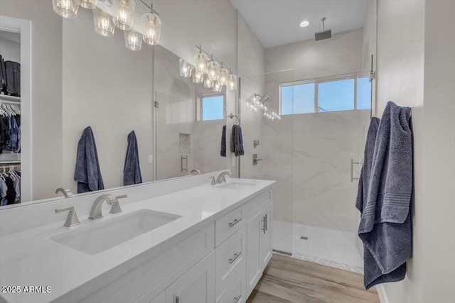 28319 N Marchant Trce, Queen Creek, AZ 85144 - full bathroom with a stall shower, double vanity, and a sink