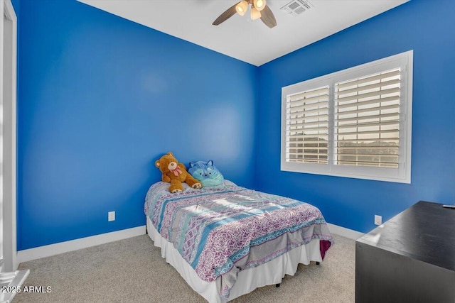 28319 N Marchant Trce, Queen Creek, AZ 85144 - bedroom featuring baseboards, carpet flooring, visible vents, and a ceiling fan
