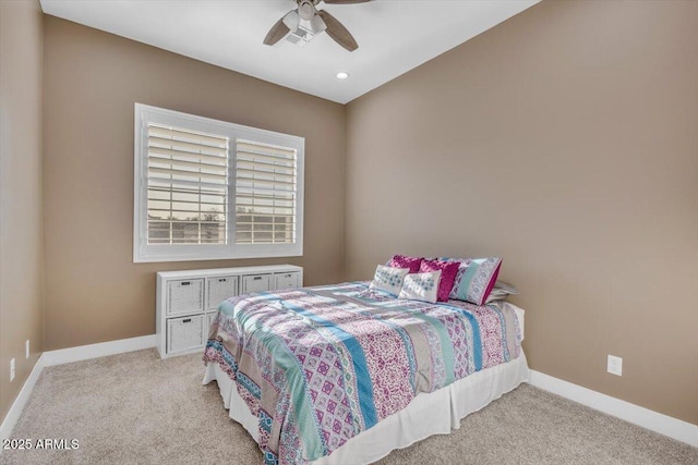 28319 N Marchant Trce, Queen Creek, AZ 85144 - bedroom with baseboards, a ceiling fan, and light carpet