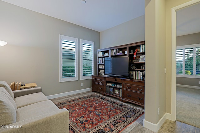 living room featuring light hardwood / wood-style floors