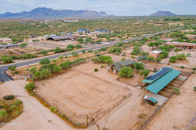 drone / aerial view featuring a mountain view