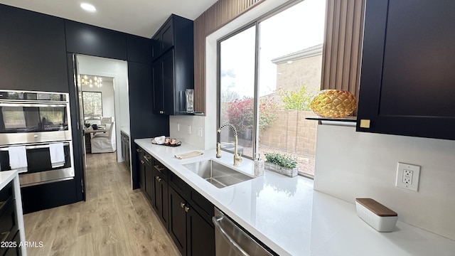 10646 E Butherus Dr, Scottsdale, AZ 85255 - kitchen featuring a sink, appliances with stainless steel finishes, dark cabinets, and light countertops