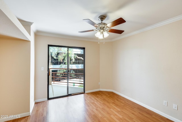 4850 E Desert Cove Ave Unit 240, Scottsdale, AZ 85254 - unfurnished room featuring crown molding, baseboards, a ceiling fan, and light wood finished floors