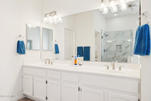 4936 E Villa Rita Dr, Scottsdale, AZ 85254 - full bath featuring a sink, a marble finish shower, and double vanity