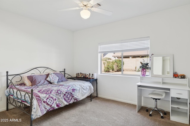 4936 E Villa Rita Dr, Scottsdale, AZ 85254 - bedroom with ceiling fan, carpet flooring, visible vents, and baseboards