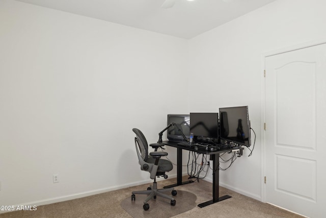 4936 E Villa Rita Dr, Scottsdale, AZ 85254 - carpeted home office featuring a ceiling fan and baseboards