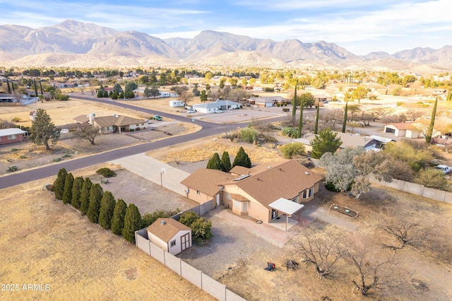 bird's eye view with a mountain view