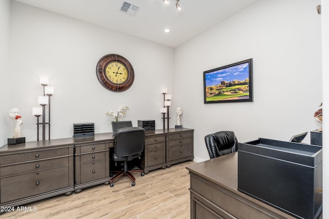 office area featuring light wood-type flooring