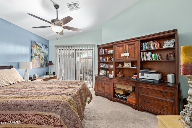 4725 E Brown Rd Unit 79, Mesa, AZ 85205 - bedroom featuring light carpet, access to outside, a ceiling fan, and a desk