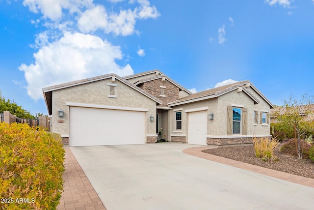 view of front of property with a garage