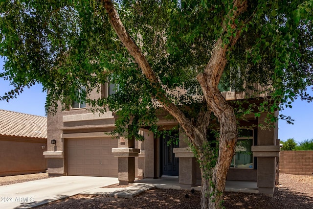 view of front of house with a garage