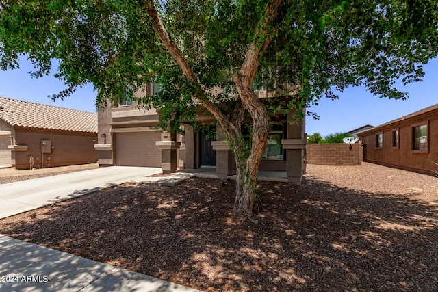 view of front of house with a garage