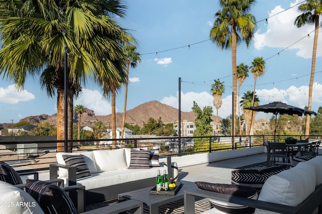 4120 N 44th Pl, Phoenix, AZ 85018 - view of patio featuring an outdoor living space and a mountain view