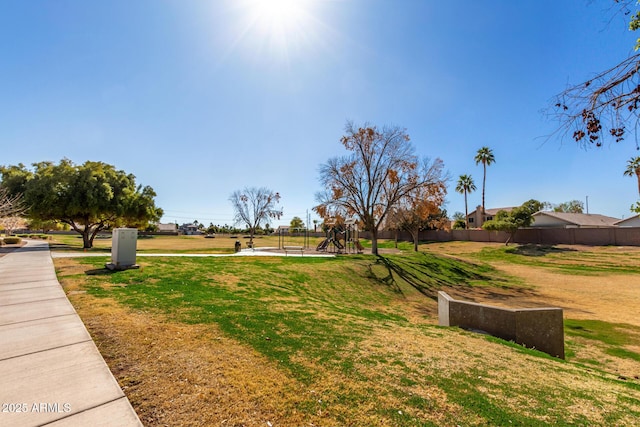 view of yard featuring a playground