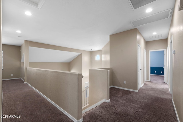 2036 E Carob Dr, Chandler, AZ 85286 - corridor featuring an upstairs landing, carpet flooring, baseboards, and recessed lighting