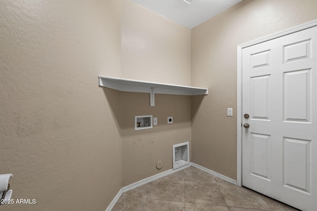 2036 E Carob Dr, Chandler, AZ 85286 - laundry room featuring electric dryer hookup, washer hookup, tile patterned floors, baseboards, and gas dryer hookup
