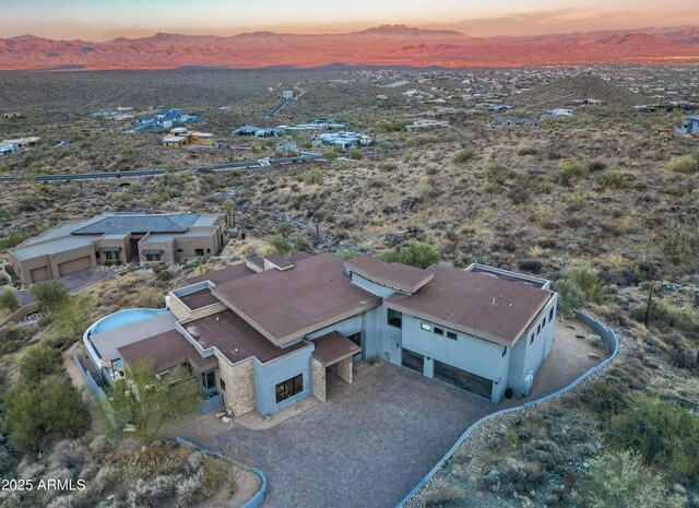 drone / aerial view with a mountain view